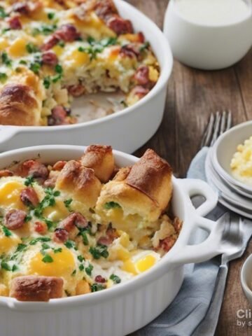 Overnight Sausage, Egg and Croissant Breakfast Bake