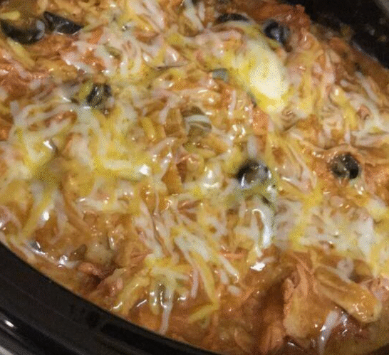 Slow Cooker Chicken Enchilada Casserole