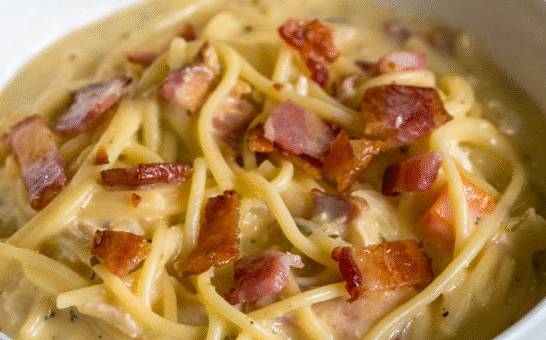 Creamy Chicken Noodle Soup (with Bacon!)