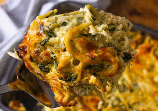 Baked Spinach Chicken Spaghetti