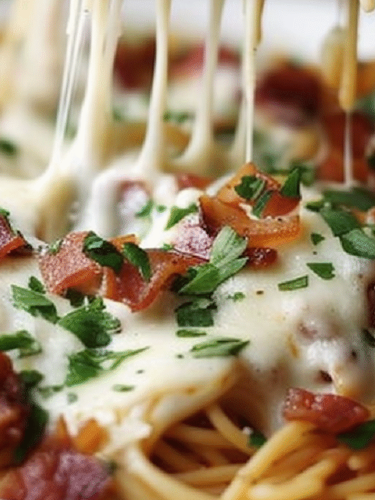 Creamy Bacon Cream Cheese Baked Spaghetti