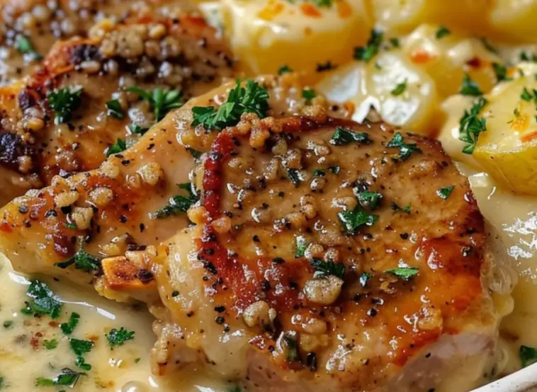 Garlic Parmesan Pork Chops With Cheesy Scalloped Potatoes – Findatorr