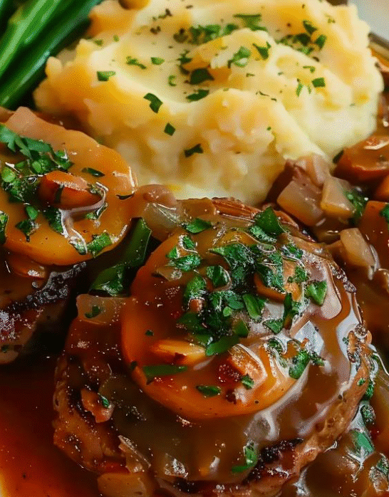 Hamburger Steaks with Homemade Mushroom Gravy