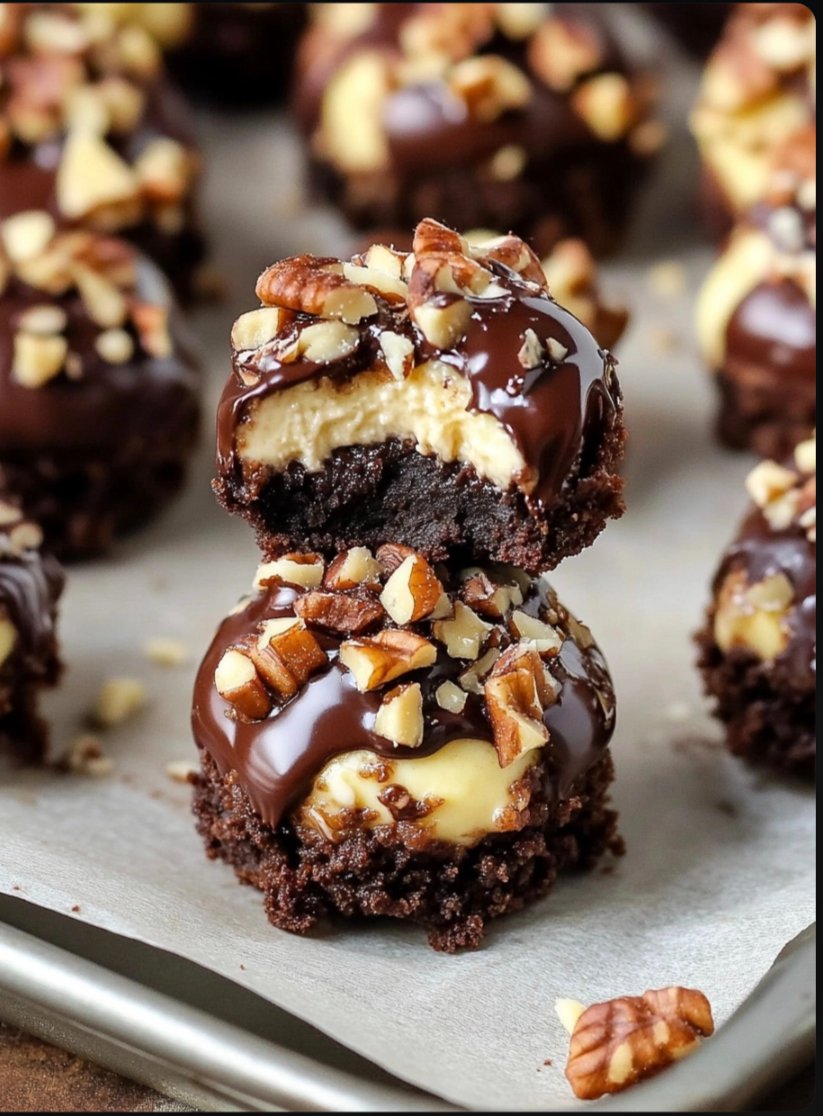 Cheesecake Filled Chocolate Walnut Thumbprint Cookies Recipe