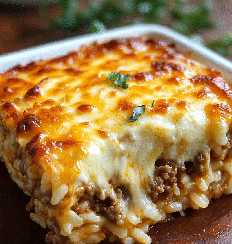 Minced Beef and Cheese Rice Gratin