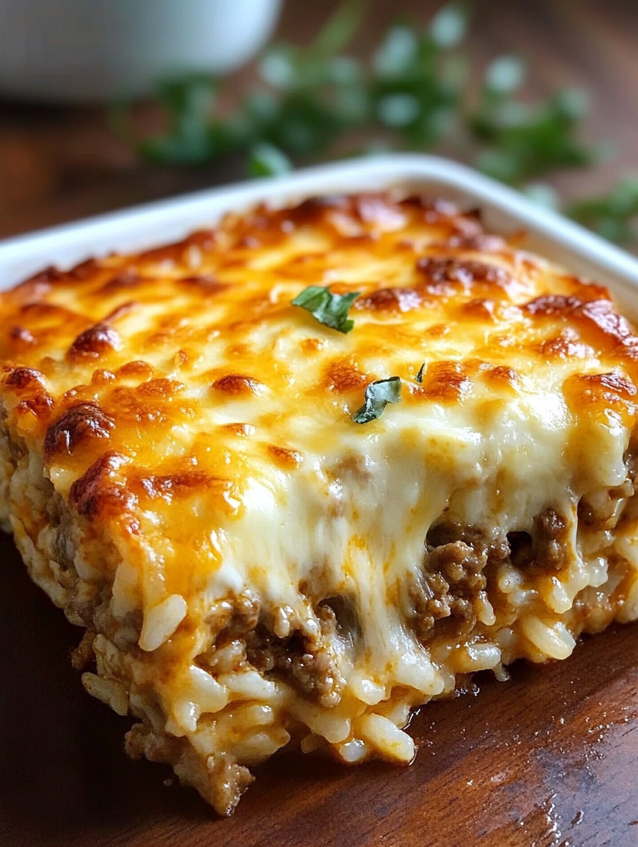 Minced Beef and Cheese Rice Gratin