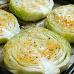 Baked cabbage steaks preheat