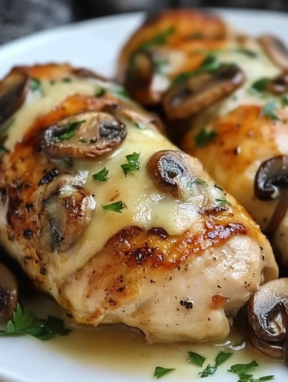 – Cheesy Garlic Butter Mushroom Stuffed Chicken