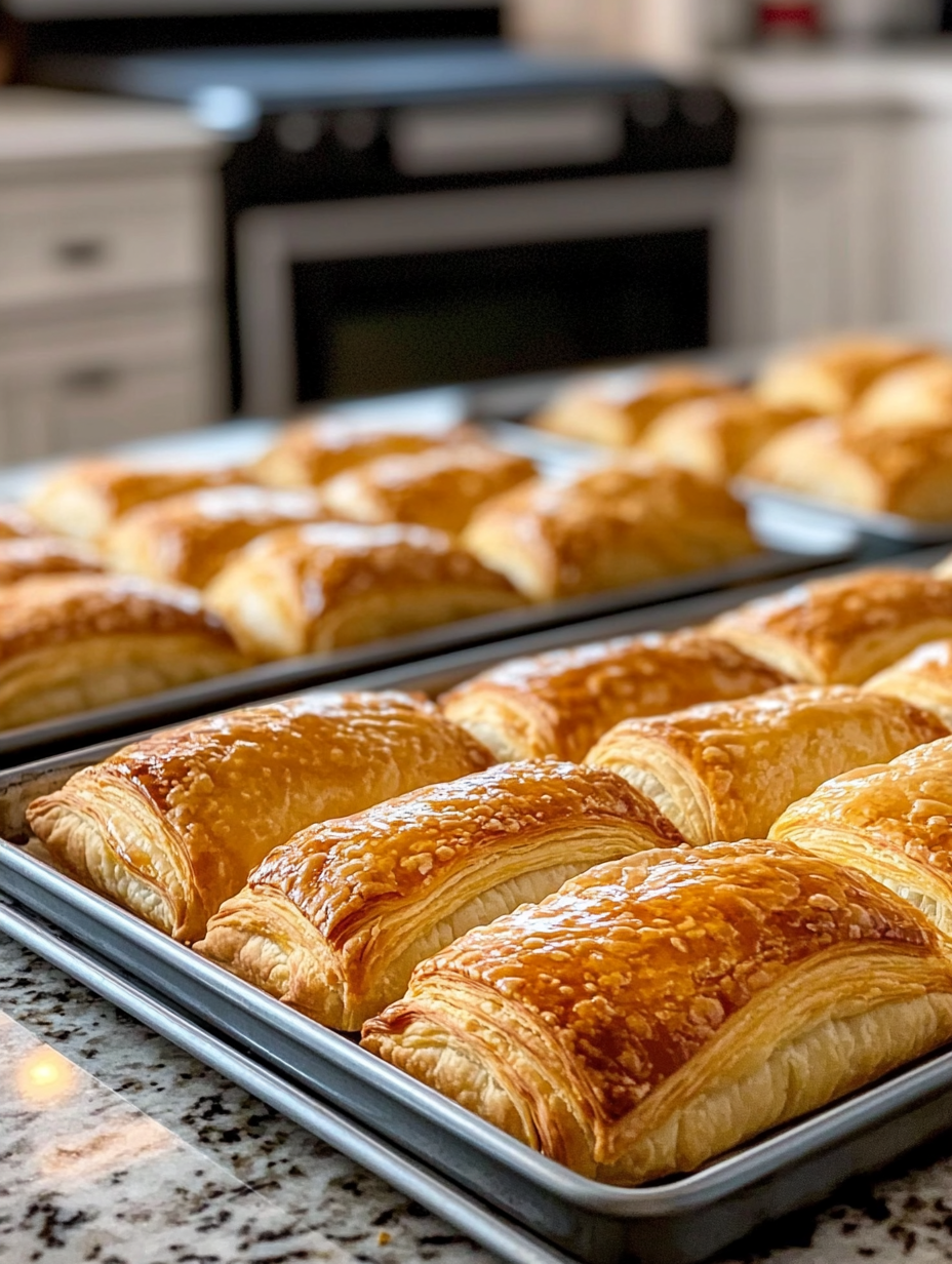 baked golden-brown puff pastry rolls