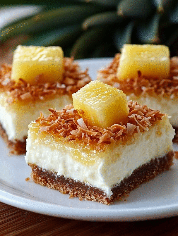 Pineapple Coconut Cheesecake Bars