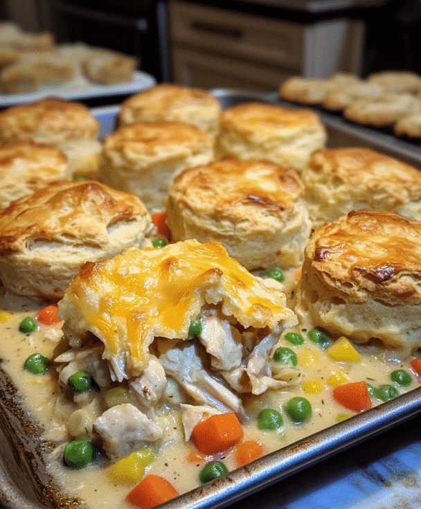 Amish Chicken Casserole-Stuffed Biscuits