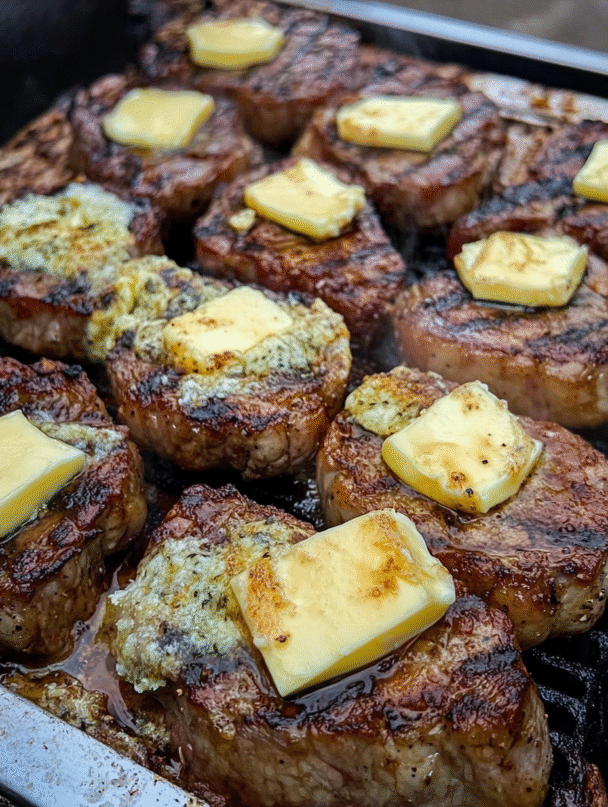 Grilled Ribeye Steaks with Herb Butter
