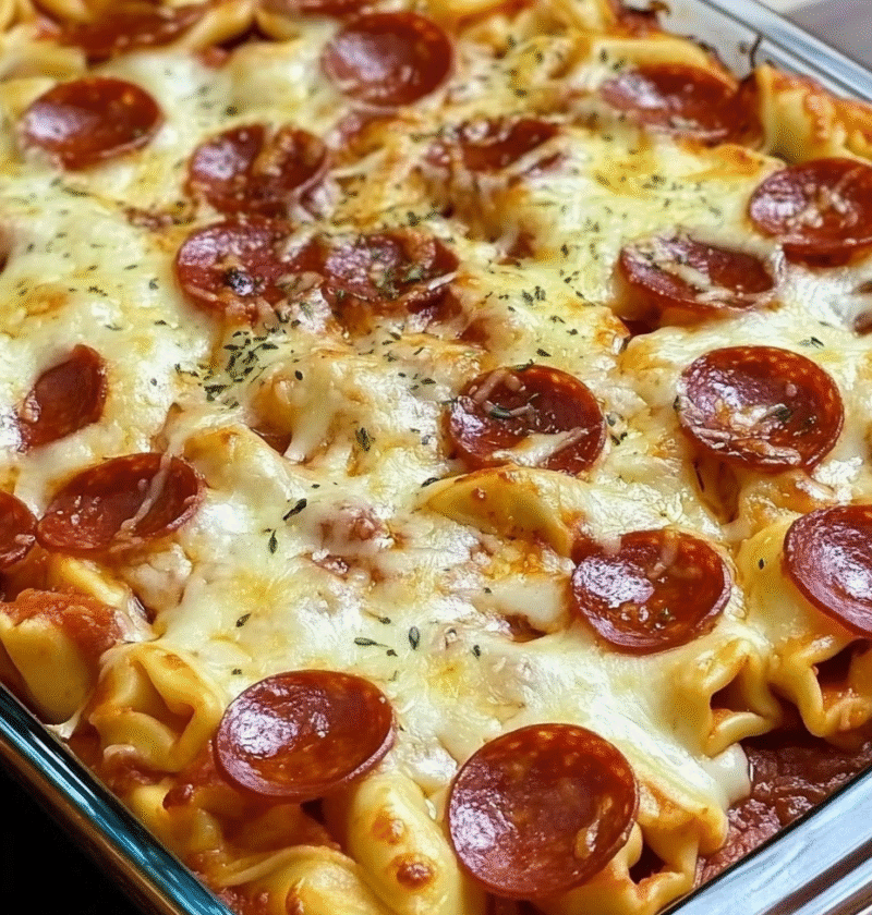 Cheese Tortellini Pepperoni Pizza Casserole