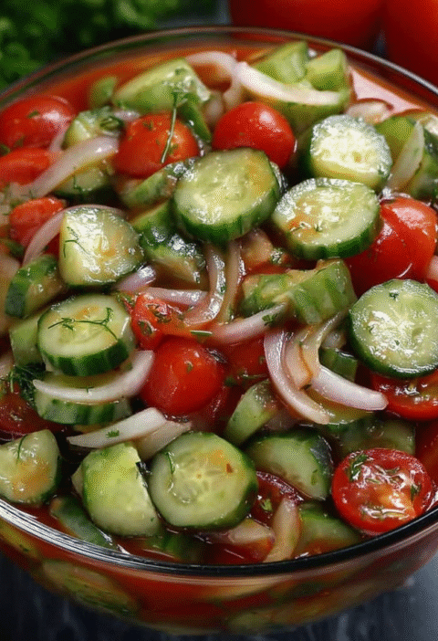 Tangy Cucumber Tomato Onion Salad Recipe – Refreshing Flavor Burst