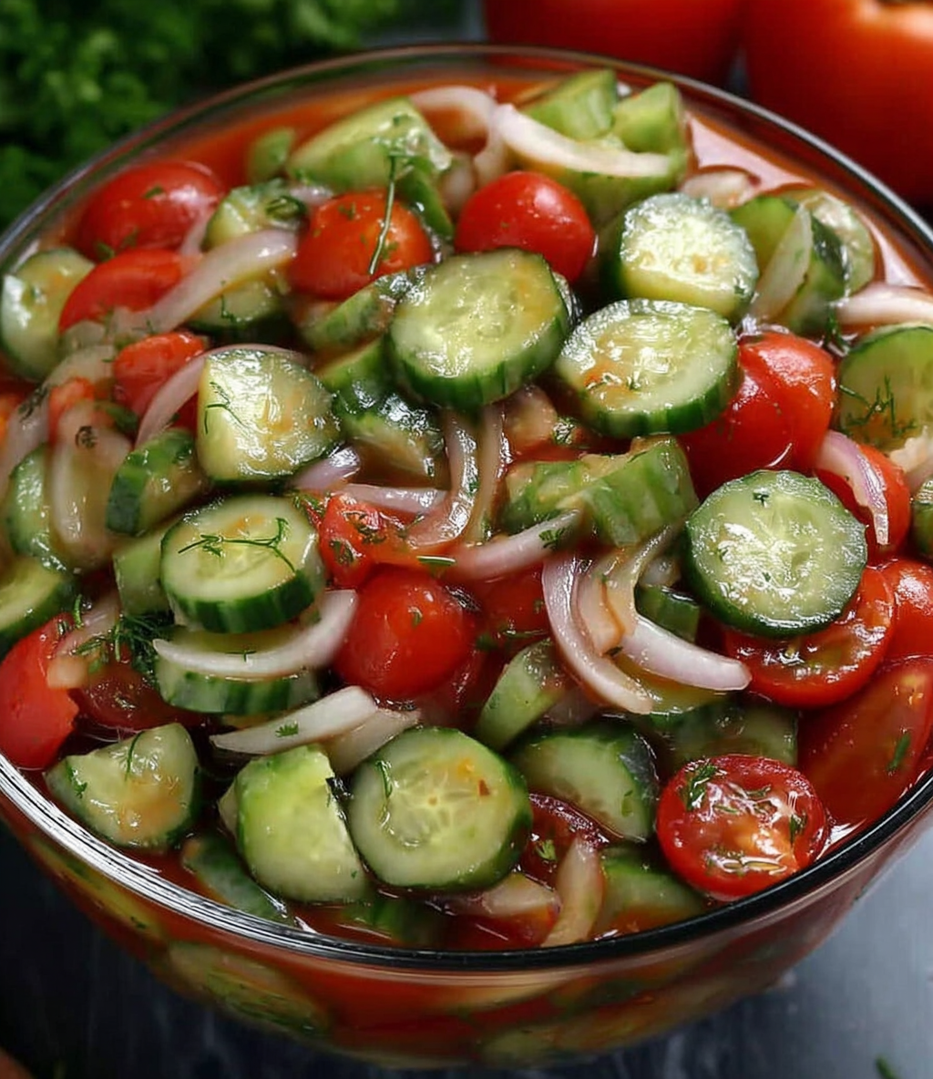 Tangy Cucumber Tomato Onion Salad Recipe – Refreshing Flavor Burst