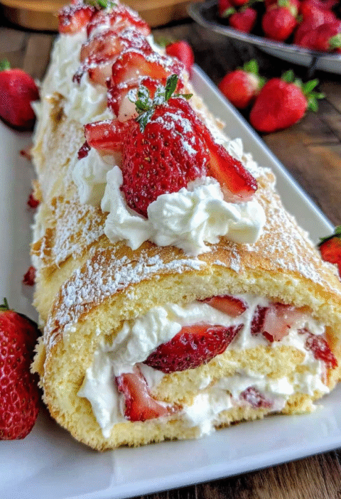 Strawberry shortcake roll cake