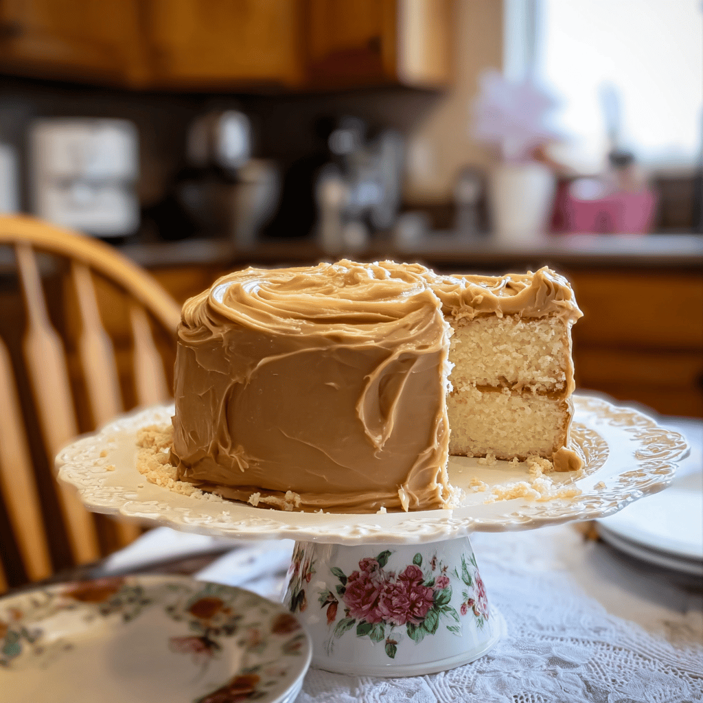 Sour Cream Pound Cake with Caramel Frosting
