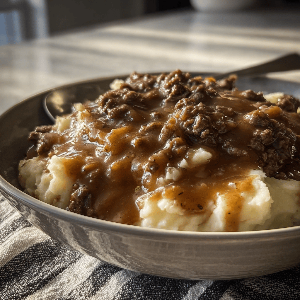 Beef and Gravy with Mashed Potatoes