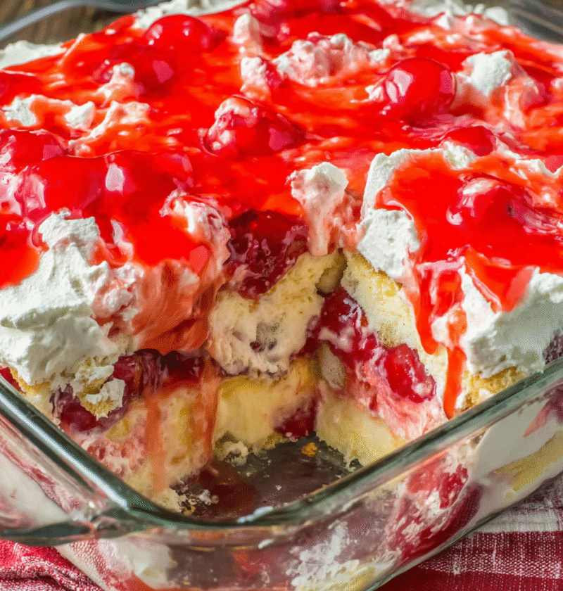 Heaven on Earth Cake, also known as Cherry Angel Trifle