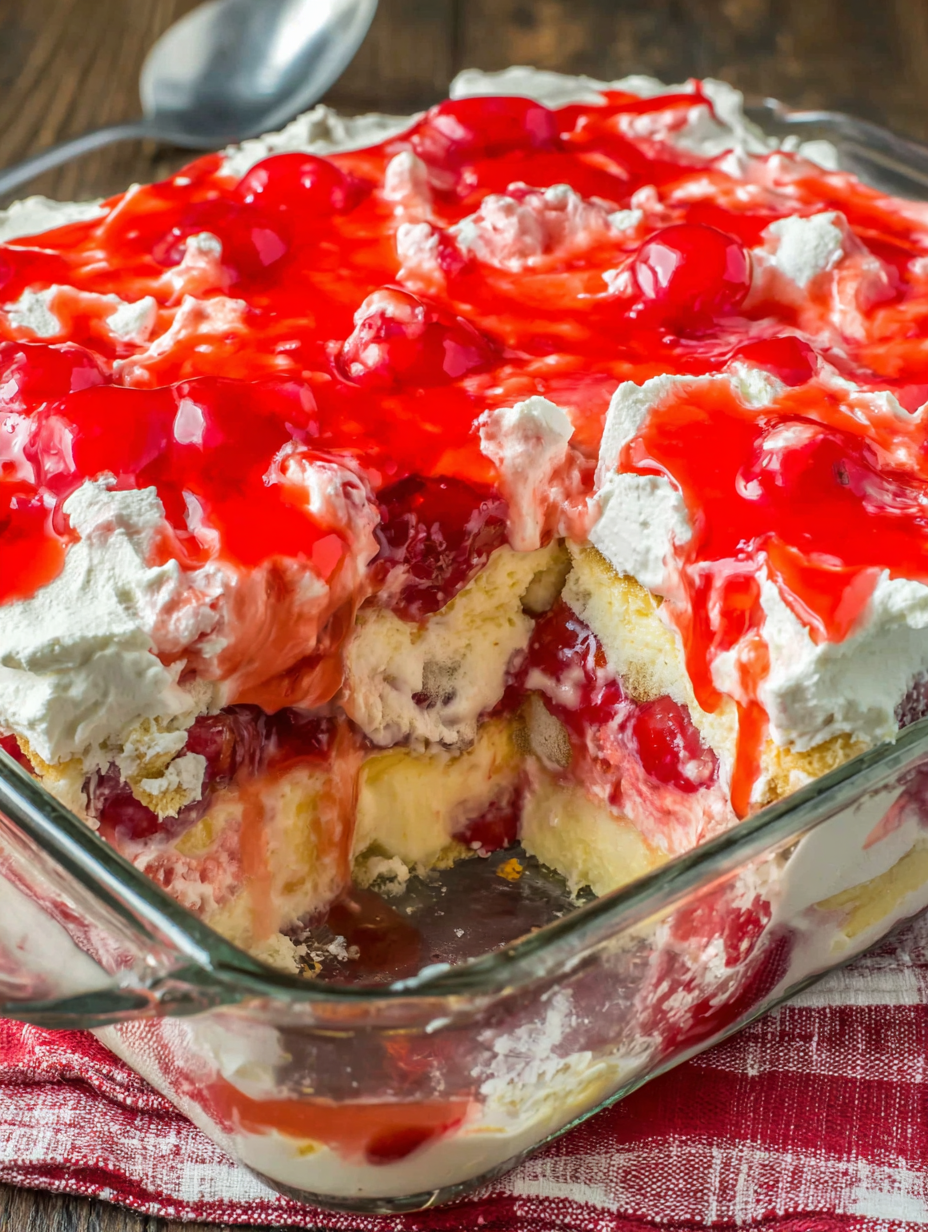 Heaven on Earth Cake, also known as Cherry Angel Trifle