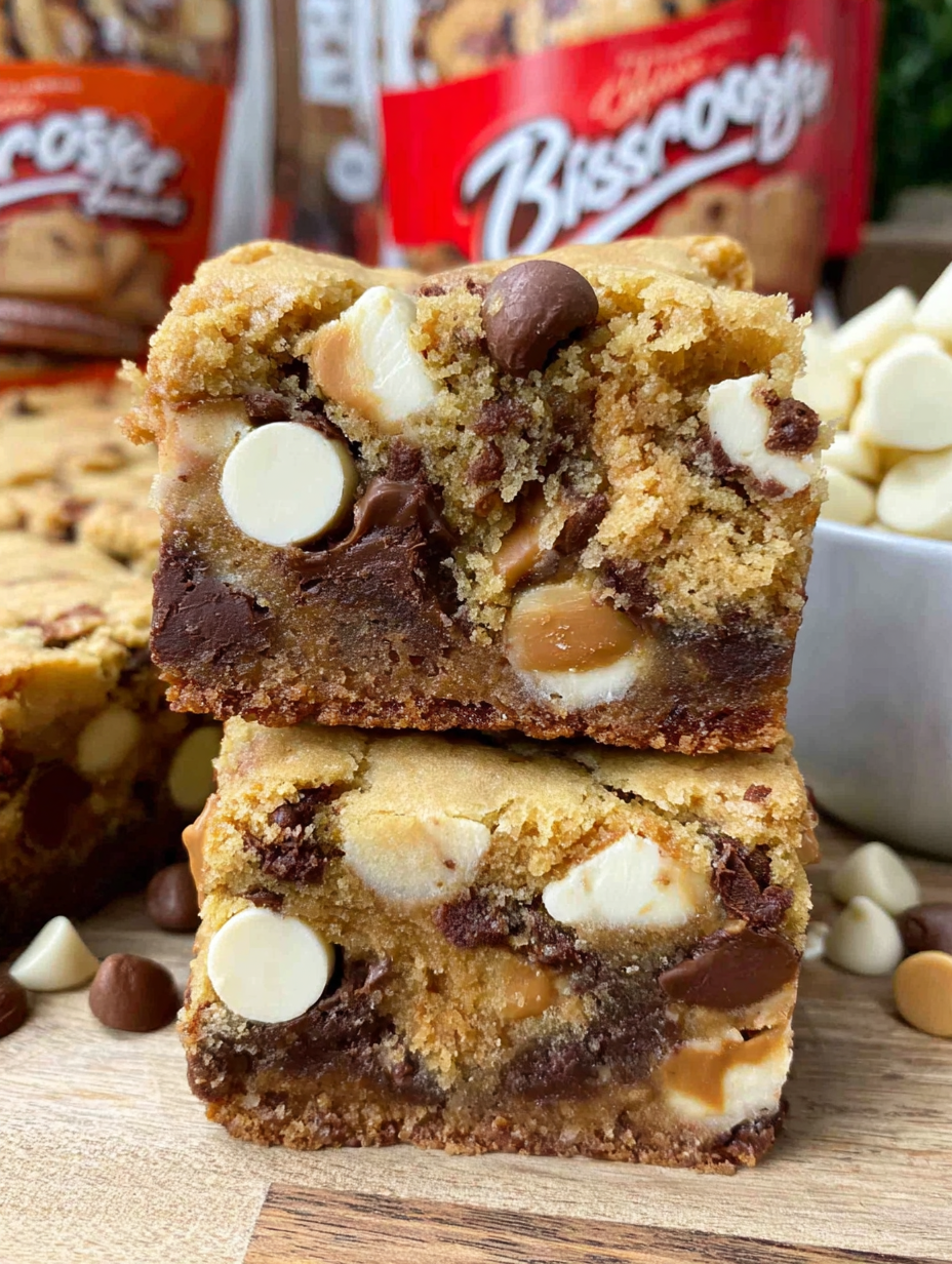 Decadent Biscoff Bliss: Irresistible White Chocolate Cookie Dough Bars