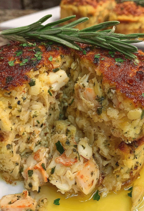 Crab Stuffed Cheddar Bay Biscuits with Lemon Butter