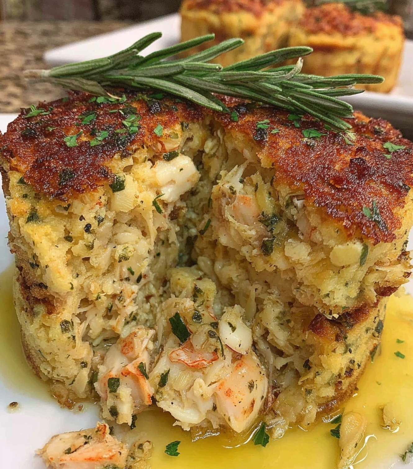 Crab Stuffed Cheddar Bay Biscuits with Lemon Butter