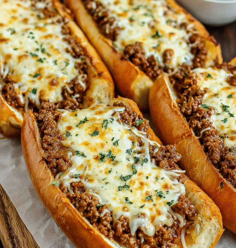 Cheesy Sloppy Joe Garlic Bread Cheesy Sloppy Joe Garlic Bread