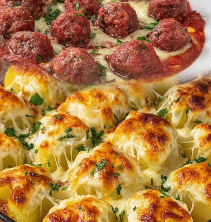 Potato Meatball Cheese Bake Recipe
