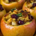 Easy Savory Stuffing-Stuffed Baked Apples with apples, sausage & herbs