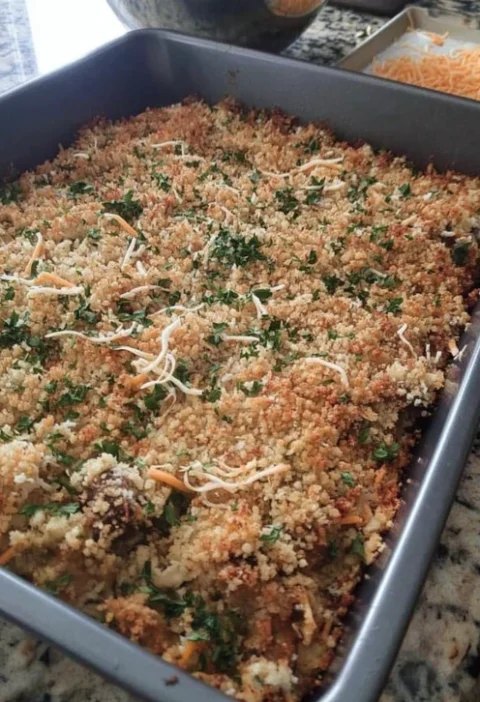 Holiday-Table Comfort Stuffed Mushroom Casserole
