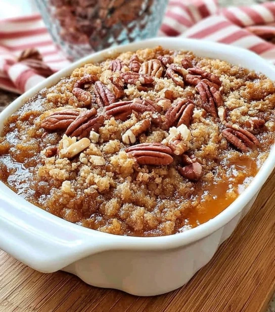One-Dish Pecan Pie Cobbler — no pie crust, just simple layering for a crowd