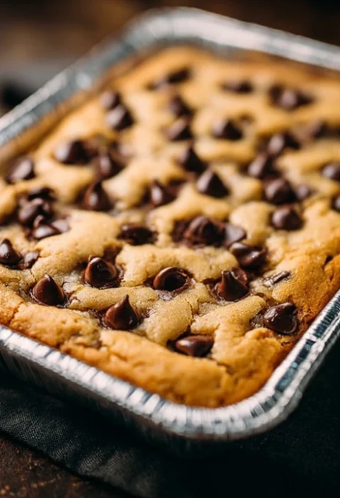 4-Ingredient Chocolate Chip Cookie Slab (Foil Pan Recipe)