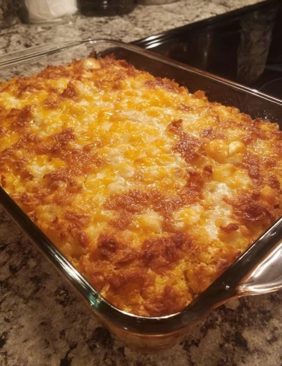 Warm Holiday Table Cheesy Funeral Potatoes