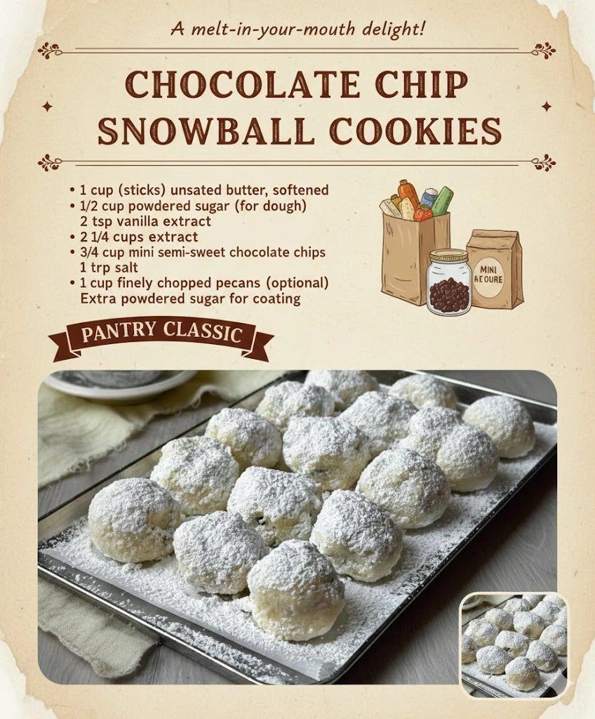 Chocolate Chip Snowball Cookies