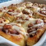 Old-Fashioned Cinnamon rolls quartered