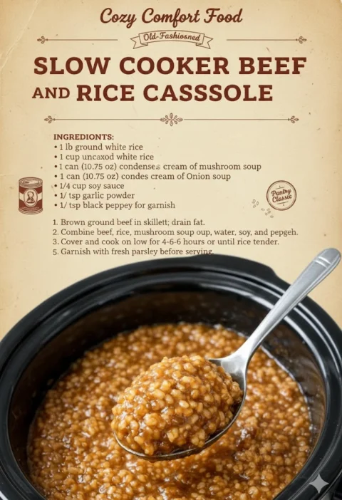 Slow Cooker Beef and Rice Casserole