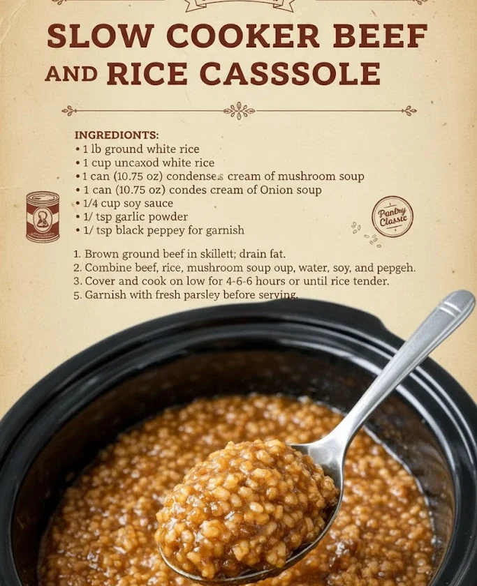 Slow Cooker Beef and Rice Casserole
