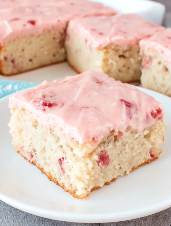 Strawberry Frosted Strawberry Sheet Cake