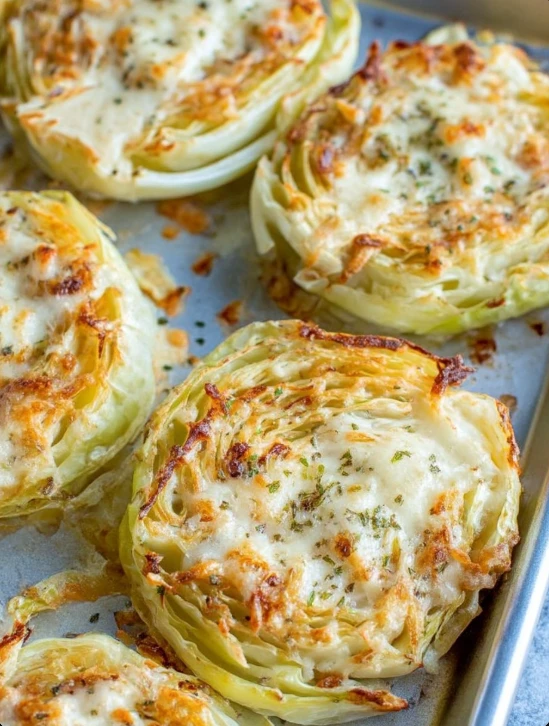 Cheesy Baked Cabbage Steaks