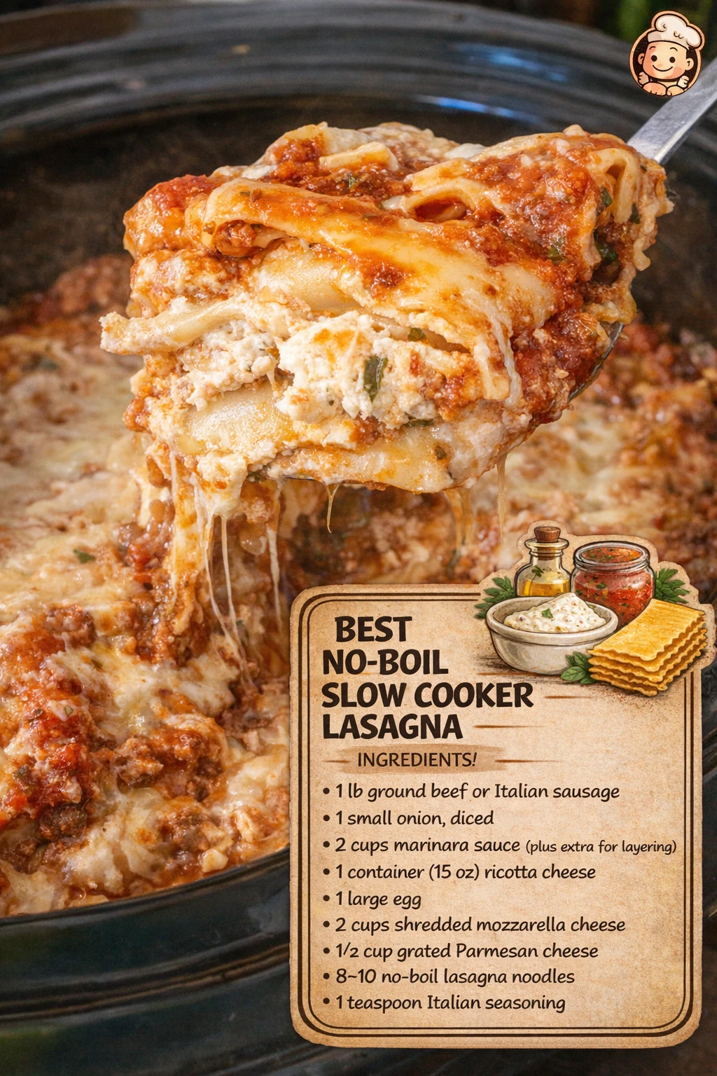 No-Boil Slow Cooker Lasagna