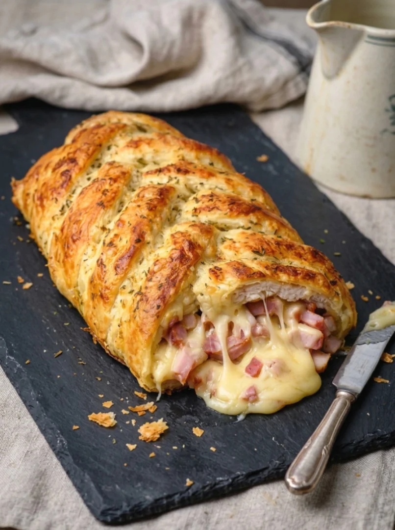 Cheesy Chicken and Ham Puff Pastry Roll Cheesy Chicken and Ham Puff Pastry Roll