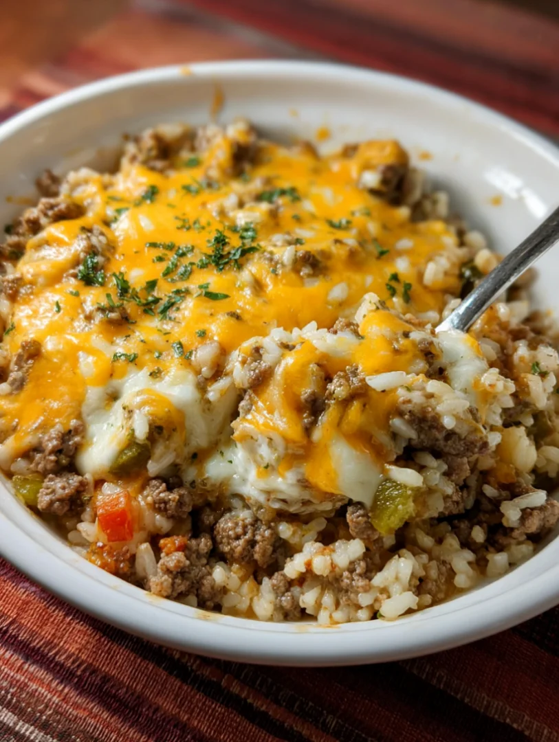 Cheesy Beef and Rice Casserole