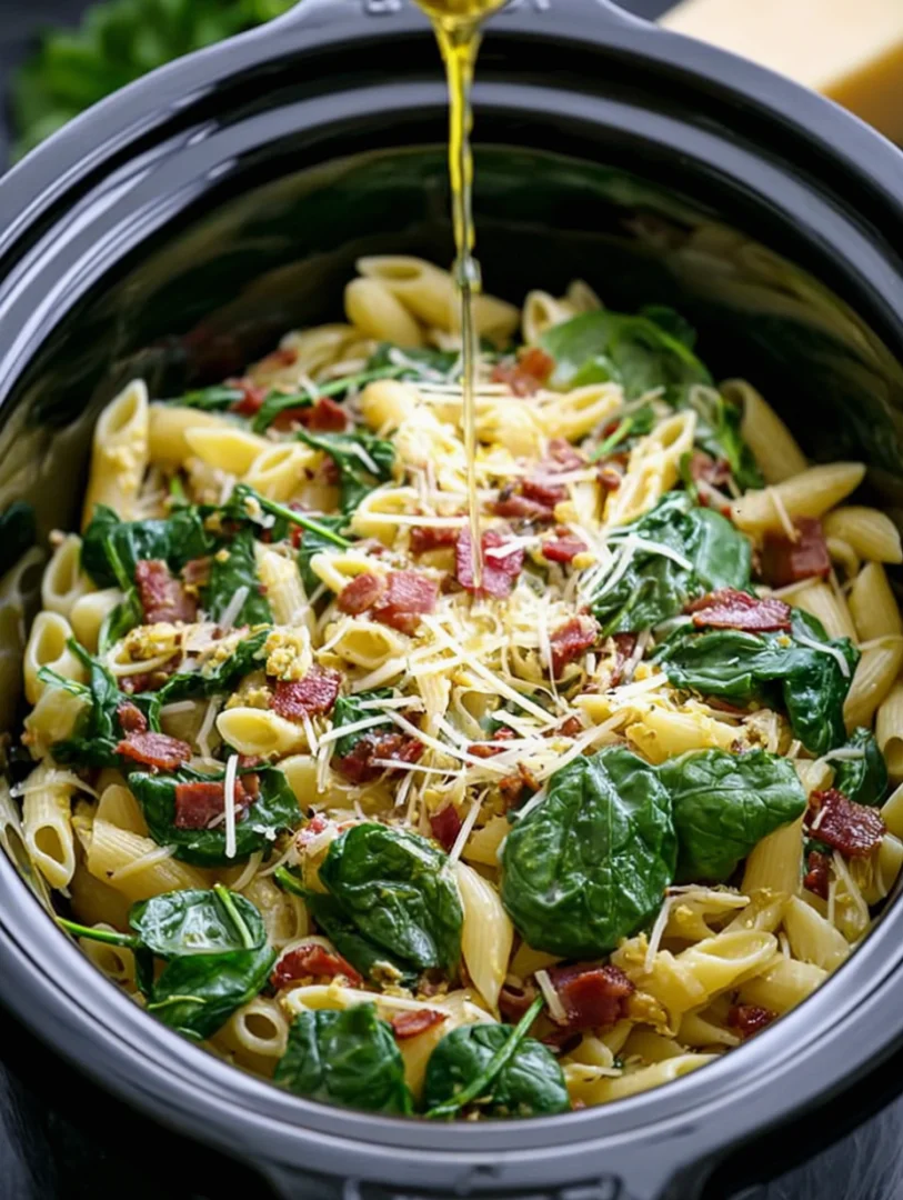 Spinach and Pasta Slow Cooker Dish